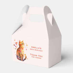 Cute Tabby katt med Hearts Party Tack Presentaskar