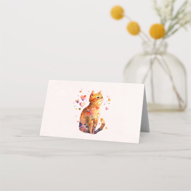 Cute Tabby katt med Hearts Placeringskort (Framsida)