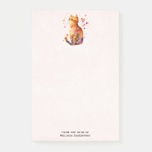 Cute Tabby katt med Hearts Post-it Block