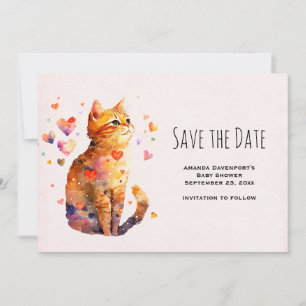 Cute Tabby katt med Hearts Spara Datumet