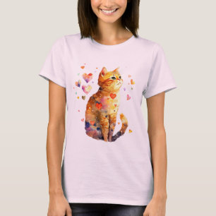 Cute Tabby katt med Hearts T Shirt
