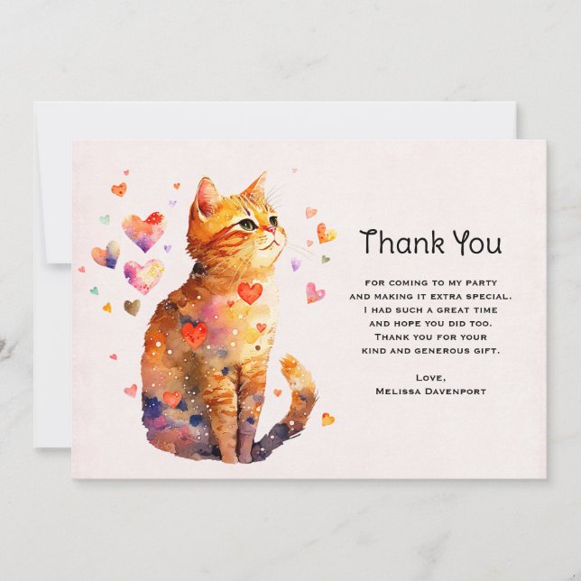 Cute Tabby katt med Hearts Tack (Framsida)