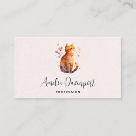 Cute Tabby katt med Hearts Visitkort