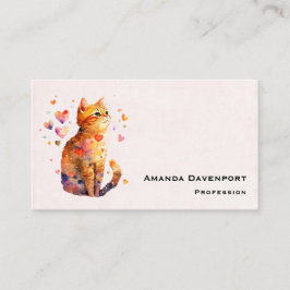 Cute Tabby katt med Hearts Visitkort