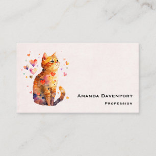 Cute Tabby katt med Hearts Visitkort