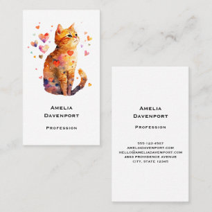 Cute Tabby katt med Hearts Visitkort