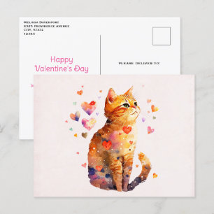 Cute Tabby katt med hjärtans hjärtans dag Helg Vykort