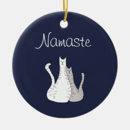 Cute Tabby katt Namaste Julgransprydnad Keramik