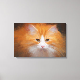 Cute Tabby katt Orange White Fluffy Vacker Canvastryck