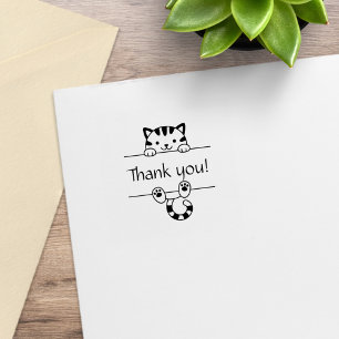 Cute Tabby katt Peeking Tack 1 x 1 Stämpel