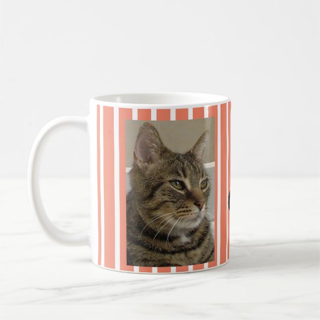 Cute Tabby katt Personlig stripe Kaffemugg (Vänster)