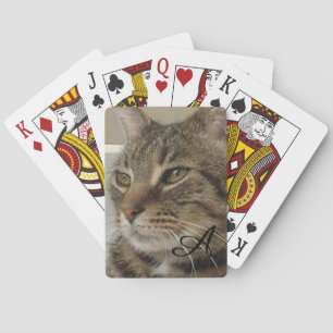 Cute Tabby katt Photo Monogram Casinokort