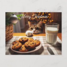 Cute Tabby katt Reaching for Cookies God jul