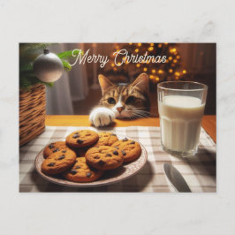 Cute Tabby katt Reaching for Cookies God jul Helg Vykort