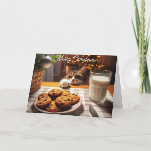 Cute Tabby katt Reaching for Cookies God jul Kort