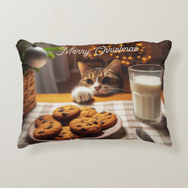 Cute Tabby katt Reaching for Cookies God jul Prydnadskudde