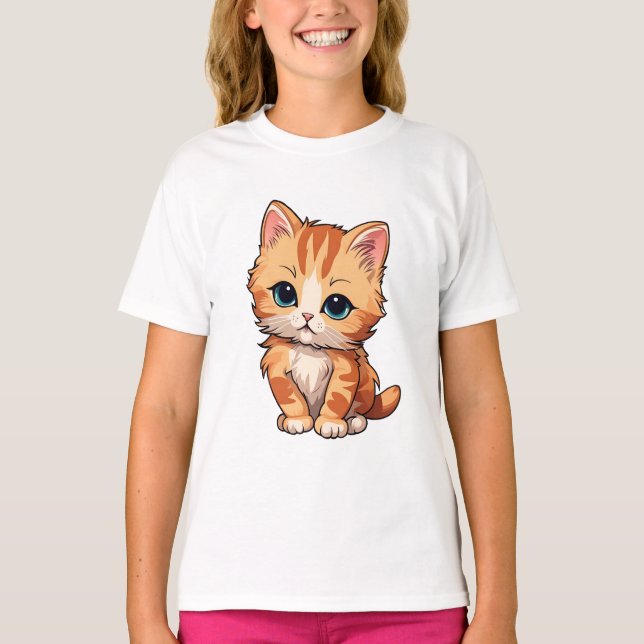 Cute Tabby katt T Shirt (Framsida)