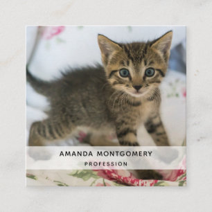 Cute Tabby Kitten Tittar förvånad Fyrkantigt Visitkort