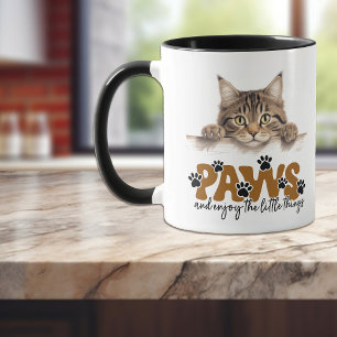 Cute Tabby Rand Kitten Tassar och njut Mugg