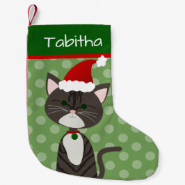 Cute Tabby Santa Cat Liten Julstrumpa