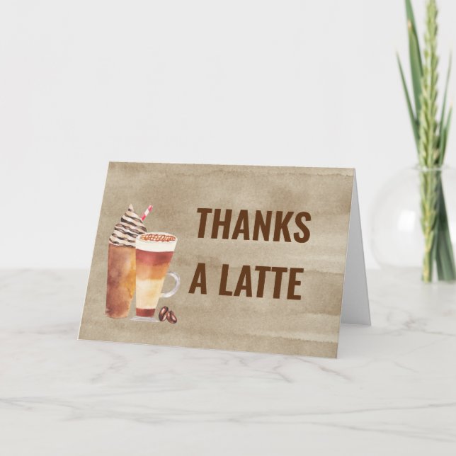 Cute Tack a Latte Coffee Drinks Kort (Framsida)