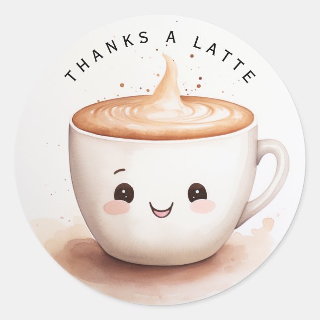 Cute Tack a Latte Runt Klistermärke (Framsida)