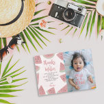 Cute Tack a Melon Watercolor Watermelon Birthday<br><div class="desc">Ett modernt och chic tack för ditt kort för gästerna i rosa vattenmelontema med rosa vattenmelon som bakgrund och ett sött foto på din lilla födelsedag.</div>