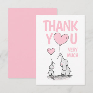 Cute TACK Baby Shower Elephant Rosa BLANK Kort