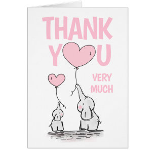 Cute TACK Baby Shower Elephant Rosa Girl Girl Girl OBS Kort