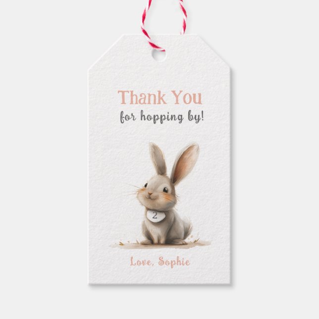 Cute Tack Bunny Birthday Gift-Märkre Presentetikett (Framsidan)