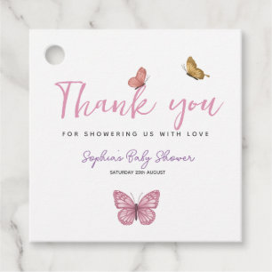 Cute Tack Butterfly Girls Baby Shower Gåvor Etiketter