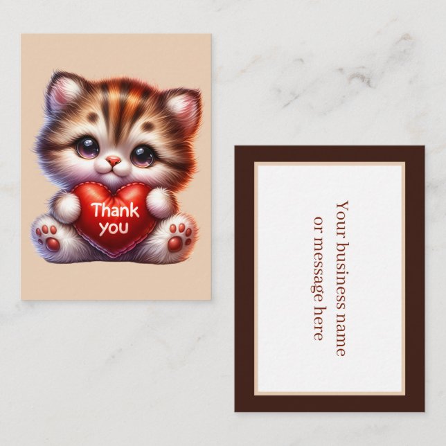 Cute-tack för att du kattade lägga till meddelande (Fram/baksida)