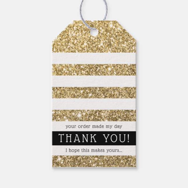 CUTE TACK, modern rand luxe guld glitter Presentetikett (Framsidan)