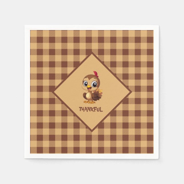 Cute-tacksam Thanksgiving Turkiet Pappersservett (Framsidan)