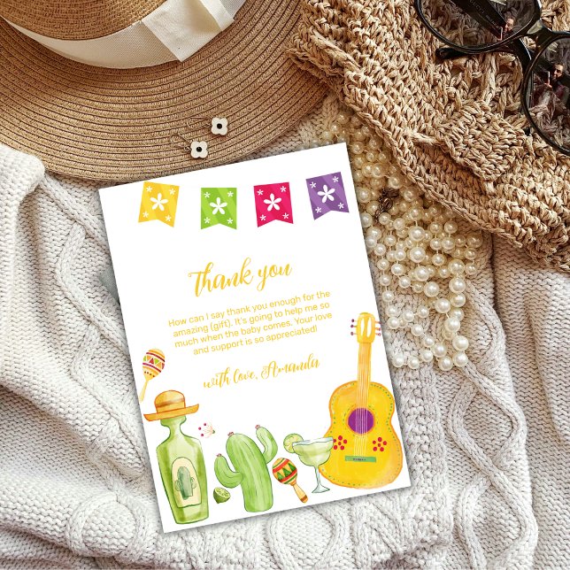 Cute Taco 'Bout Cactus Lime Guitar Baby Shower Tack Kort (Cute Taco 'Bout Cactus Lime Guitar Baby Shower Thank You Card)