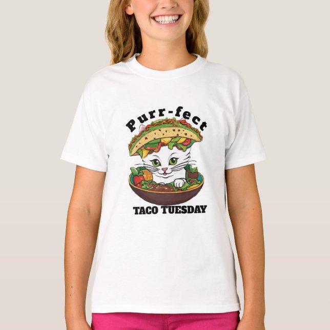 Cute Taco-Cat Shirt, Mexiko Taco Tisdag Cat Humor T Shirt (Framsida)