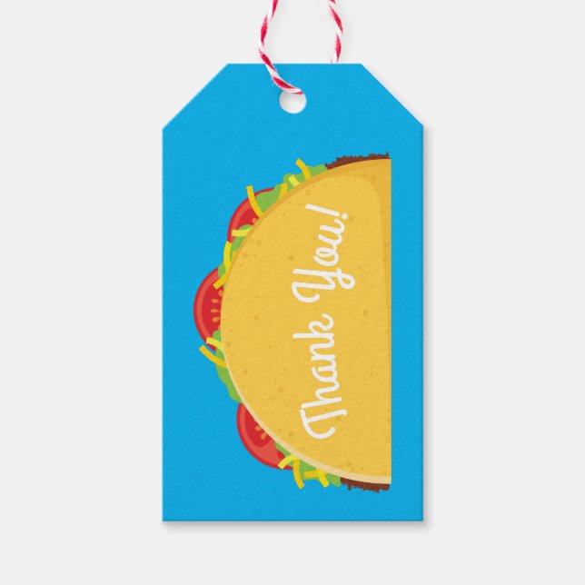 Cute Taco Kids 1:a födelsedag Party Mexikanska mat Presentetikett (Framsidan)