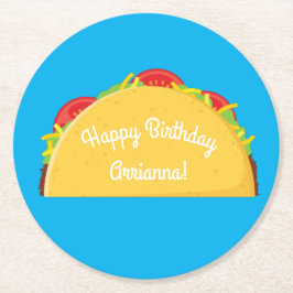 Cute Taco Kids 1:a födelsedag Party Mexikanska mat Underlägg Papper Rund