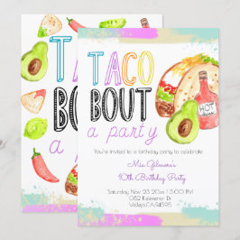 Cute taco-tema feista unge födelsedag inbjudan