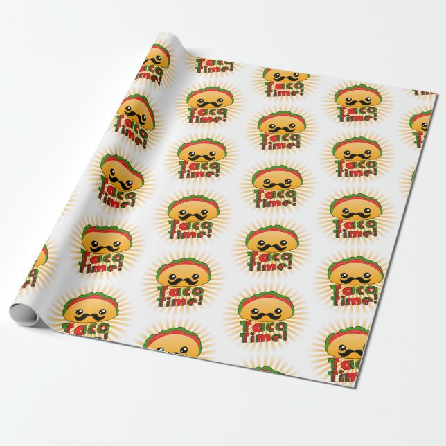 Cute Taco Time Mönster Presentpapper (Utrullad)