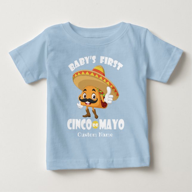 Cute Taco WHTXT Baby första Cinco de Mayo T Shirt (Framsida)