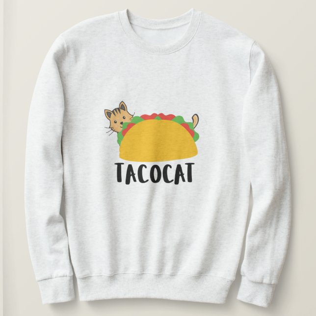 Cute TacoCat Design Sweatshirt, Cat Lover Cat Mamm T Shirt (Design framsida)