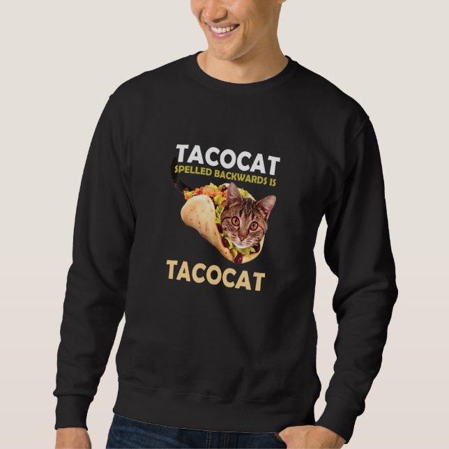 Cute Tacocat Taco Cat är bakåtspätt Lång Ärmad Tröja (Framsida)