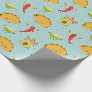Cute Tacos Avocado Chili Lime Party Blue Presentpapper