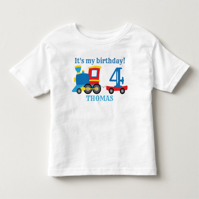 Cute Tåg Birthday Småbarn T-shirt (Framsida)