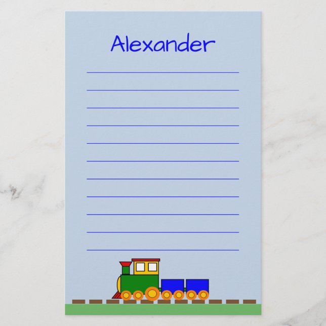 Cute Tåg med pojkens Namn Brevpapper (Framsida)