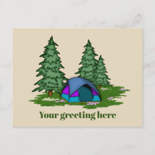 Cute tält camping add hälsning vycard meddelande vykort
