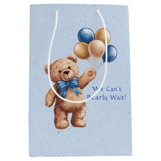 Cute Tan-Nalle med Balloons Boy Shower (Framsidan)