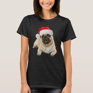Cute Tan Pug Santa Hat Image Hund Pug T Shirt