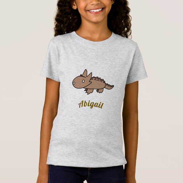 Cute Tan Thorne Lizard Tecknad Teckning T Shirt (Framsida)